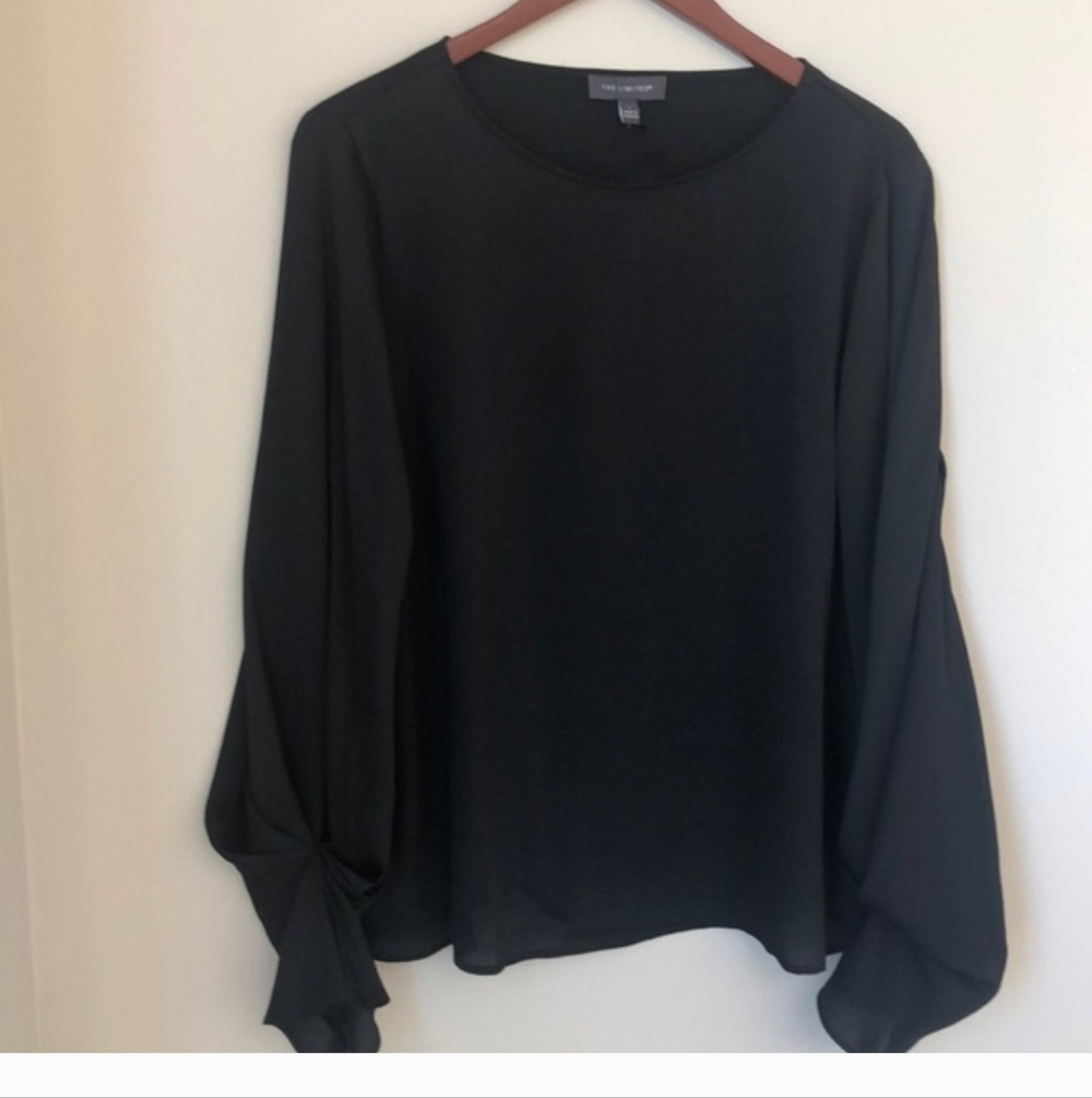 The Limited Black Silky Blouse With Flattering Sleeve Detail